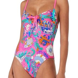 Kate Spade NWT Sea Garden Radient Pink Floral Adjustable Strap One Piece Size XL
